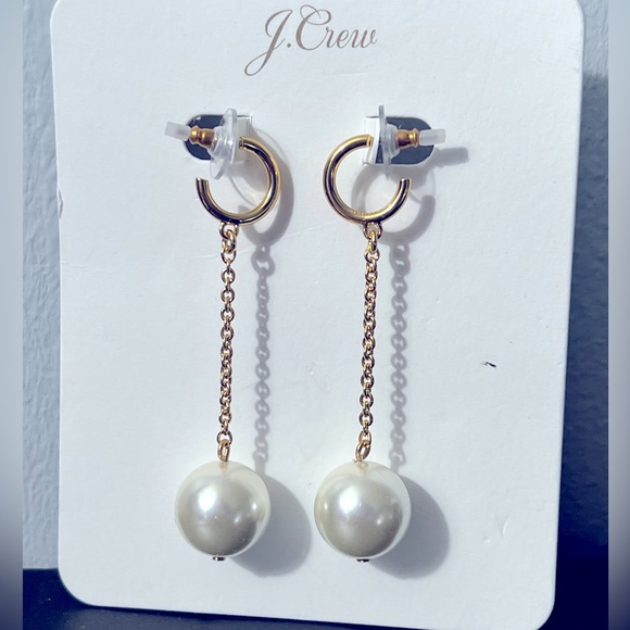 J. Crew Gold Chain and Pearl Drop Earrings - Picture 4 of 4